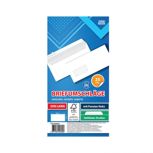 Koverta strip Amerikan lijevi prozor, 25/1, bijela