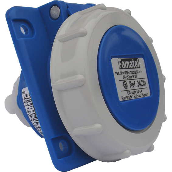 Famatel Utičnica zidna 10°, 16A, 220-240V, 3 polna (3P+T), H9, IP67 - 24231