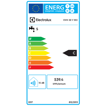 Electrolux Bojler 30 lit., Cijevni električni grijač (TEN), 2kW, IPX4 - EWH 30 V EEC