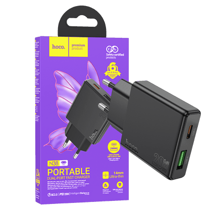 hoco. Punjač kućni, brzi, PD20W + QC3.0 Dual Port - N38 Delgado EU