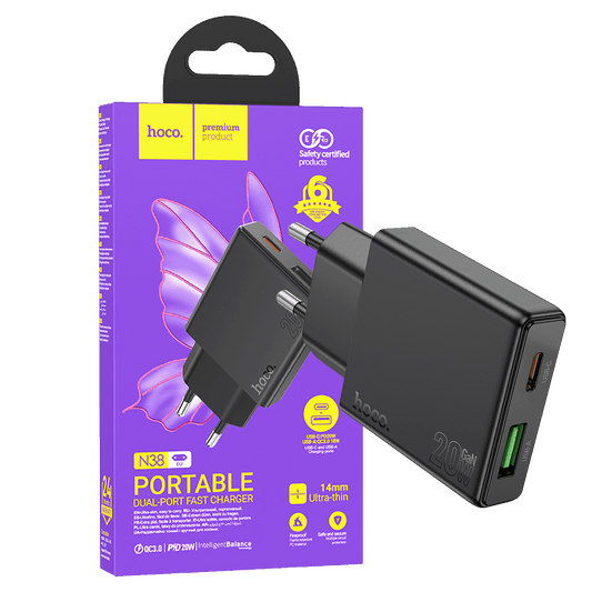hoco. Punjač kućni, brzi, PD20W + QC3.0 Dual Port - N38 Delgado EU