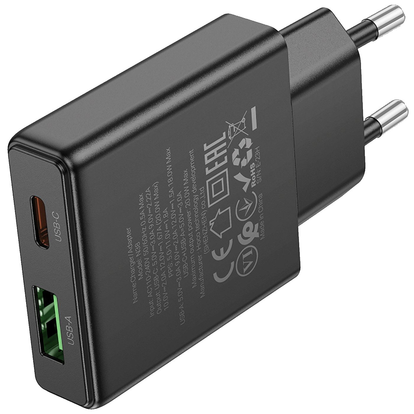 hoco. Punjač kućni, brzi, PD20W + QC3.0 Dual Port - N38 Delgado EU