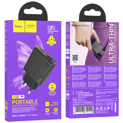 hoco. Punjač kućni, brzi, PD20W + QC3.0 Dual Port - N38 Delgado EU