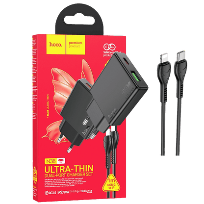 hoco. Punjač kućni sa Lightning kabelom, brzi, PD20W, QC3.0 - N38 Delgado type C to Lightning