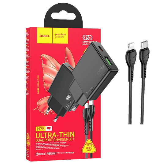 hoco. Punjač kućni sa Lightning kabelom, brzi, PD20W, QC3.0 - N38 Delgado type C to Lightning