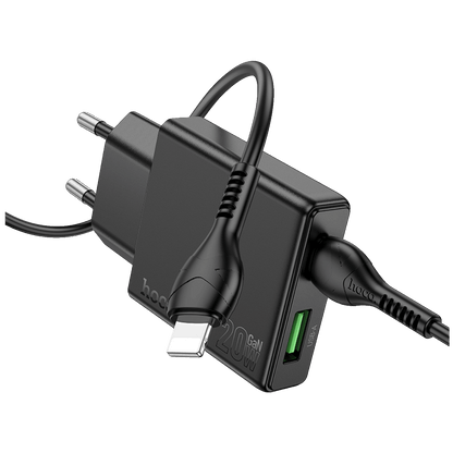 hoco. Punjač kućni sa Lightning kabelom, brzi, PD20W, QC3.0 - N38 Delgado type C to Lightning