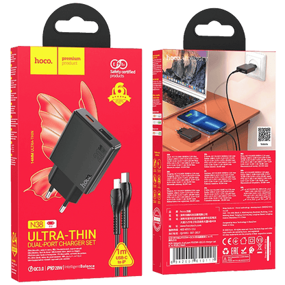 hoco. Punjač kućni sa Lightning kabelom, brzi, PD20W, QC3.0 - N38 Delgado type C to Lightning