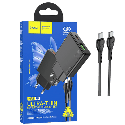 hoco. Punjač kućni sa type C kabelom, brzi, PD20W, QC3.0 - N38 Delgado type C