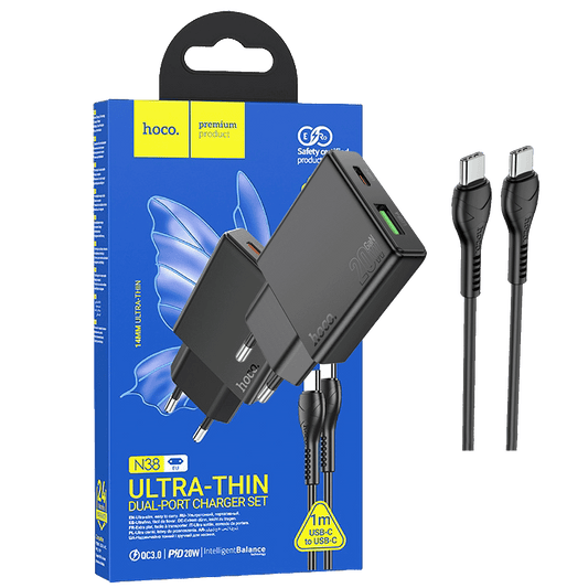 hoco. Punjač kućni sa type C kabelom, brzi, PD20W, QC3.0 - N38 Delgado type C