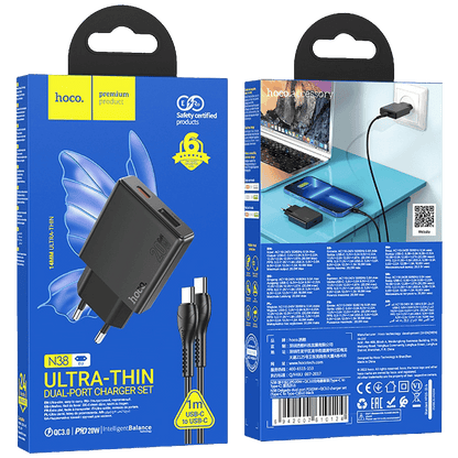 hoco. Punjač kućni sa type C kabelom, brzi, PD20W, QC3.0 - N38 Delgado type C