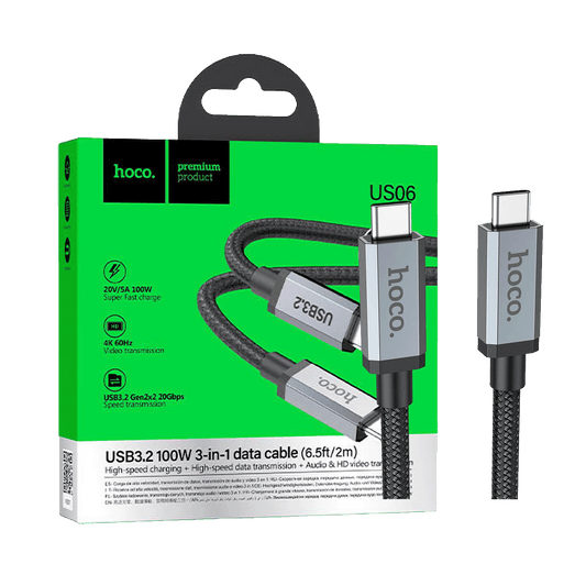 hoco. USB kabl za smartphone, 100W, US06, USB3.2 type C,  2 met. - US06 2M