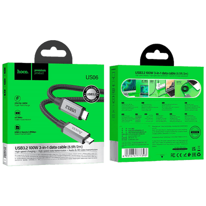 hoco. USB kabl za smartphone, 100W, US06, USB3.2 type C,  2 met. - US06 2M