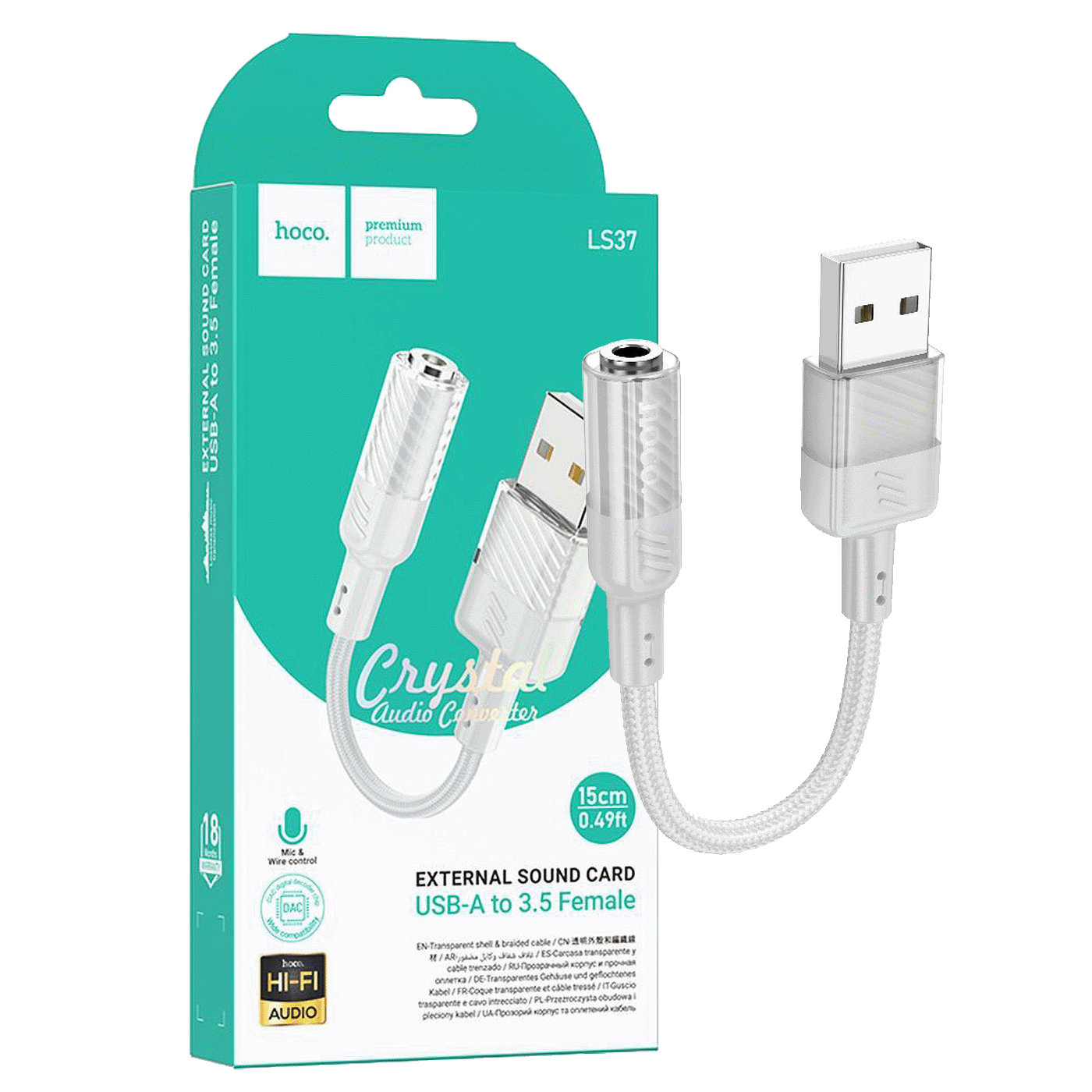 hoco. Adapter za slušalice, USB type A na 3.5 mm - LS37 Spirit
