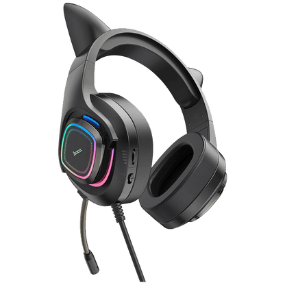 hoco. Slušalice sa mikrofonom, gaming, USB/3.5 mm, LED - W107 Cute Cat Black/Pink
