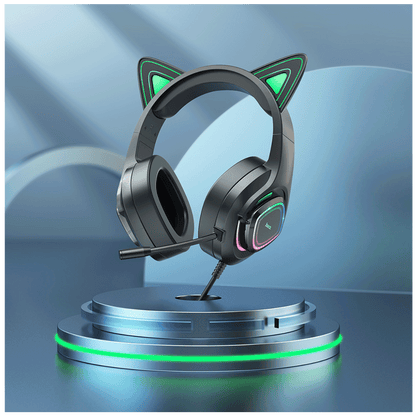 hoco. Slušalice sa mikrofonom, gaming, USB/3.5 mm, LED - W107 Cute Cat Black/Green