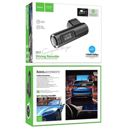 hoco. Auto kamera, 2 Mpxiel, 0.96" TFT, FullHD, microSD, WiFi - DV1