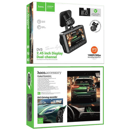 hoco. Auto kamera, 2 Mpxiel, Dual Camera, FullHD, microSD - DV3