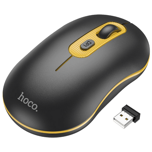 hoco. Miš bežični, optički, 1600 dpi, 2.4 GHz, USB nano - GM21 Platinum Black/Yellow