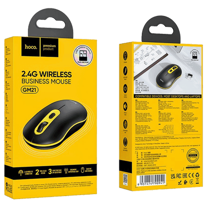 hoco. Miš bežični, optički, 1600 dpi, 2.4 GHz, USB nano - GM21 Platinum Black/Yellow