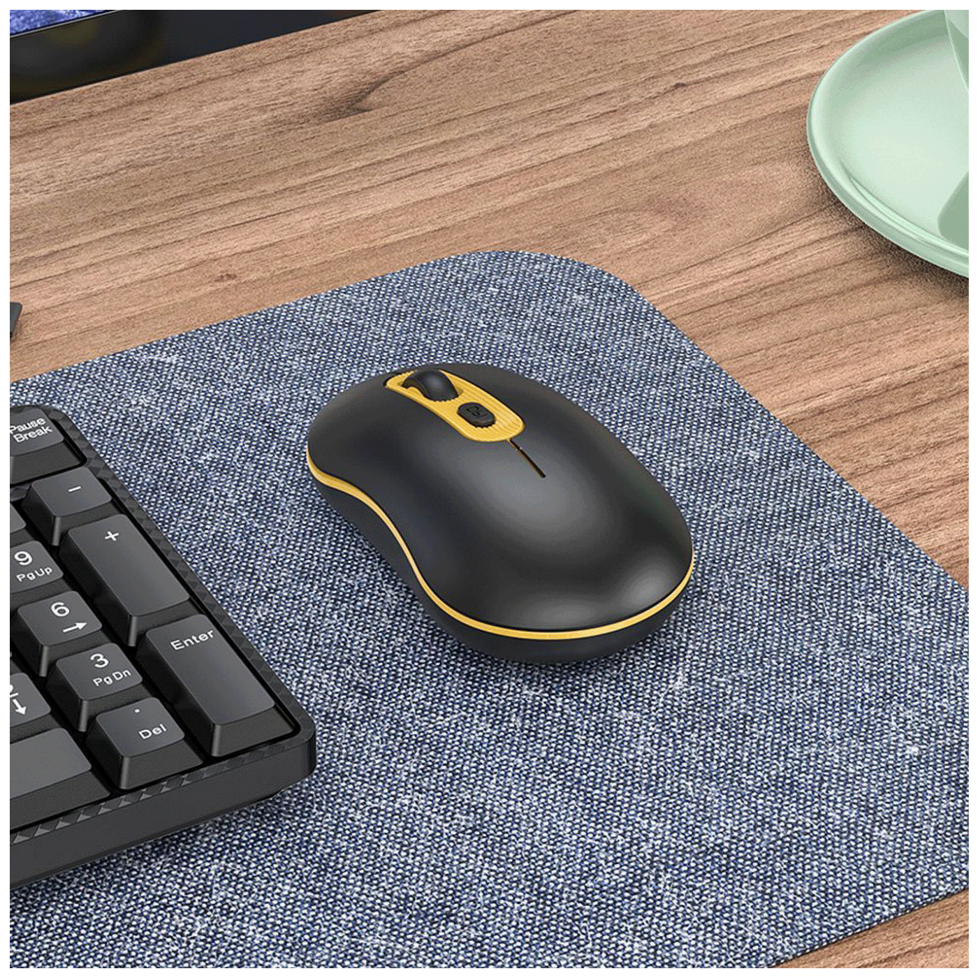 hoco. Miš bežični, optički, 1600 dpi, 2.4 GHz, USB nano - GM21 Platinum Black/Yellow