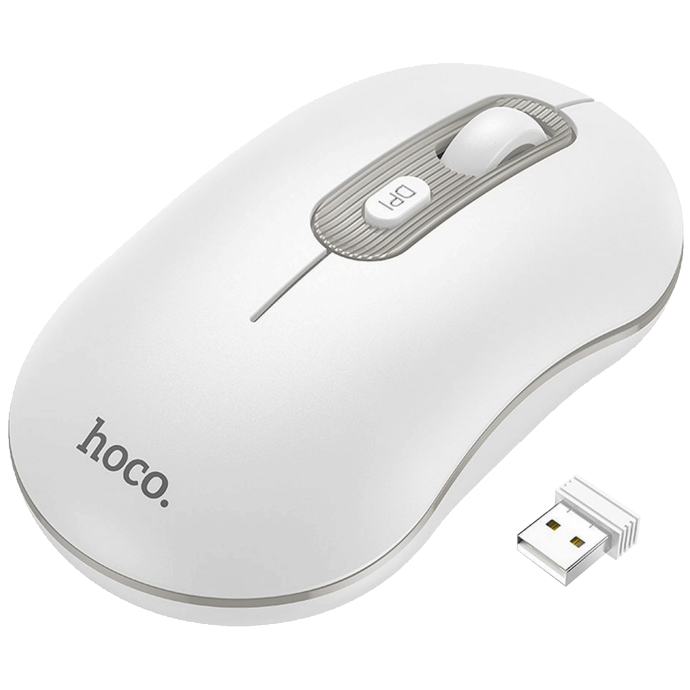 hoco. Miš bežični, optički, 1600 dpi, 2.4 GHz, USB nano - GM21 Platinum White/Gray