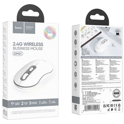 hoco. Miš bežični, optički, 1600 dpi, 2.4 GHz, USB nano - GM21 Platinum White/Gray