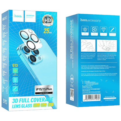 hoco. Zaštitno staklo za kameru za iPhone 15  / 15 Plus, 25 kom - G13 iPhone 15 / Plus