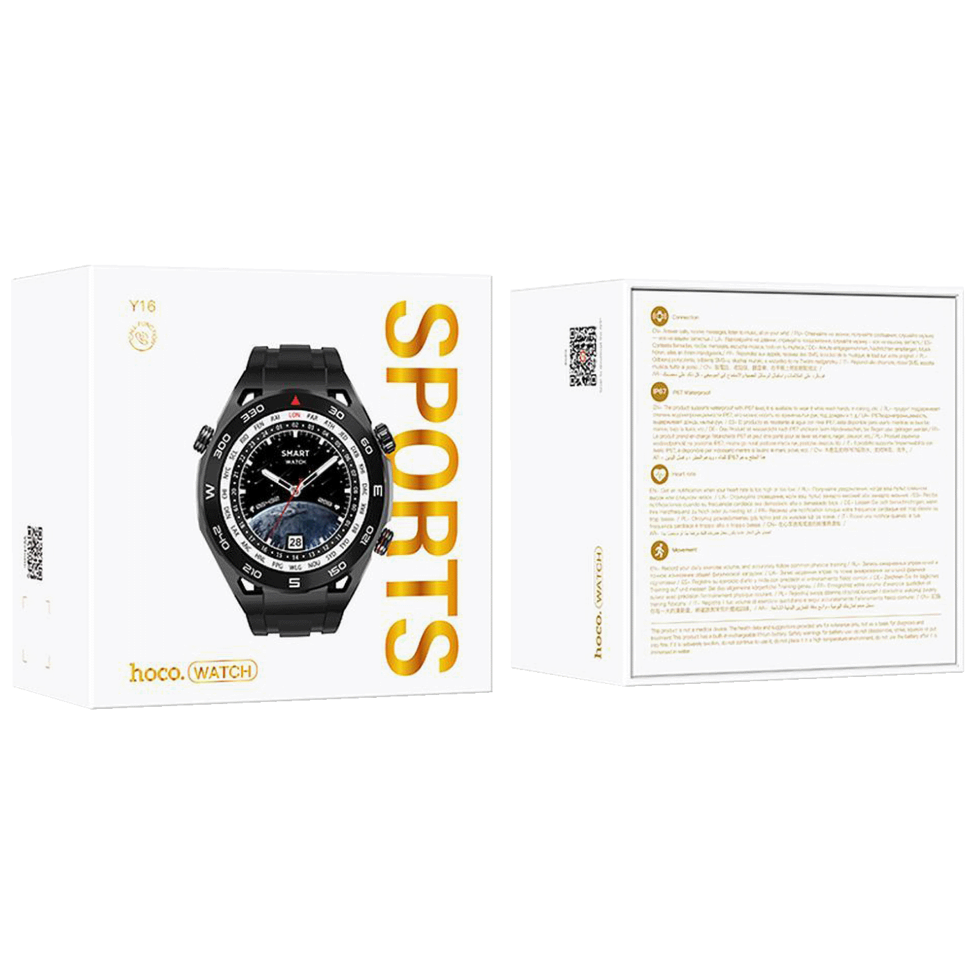 hoco. Pametni sat, 1.39" zaslon, Bluetooth, IP67 - Y16 Black