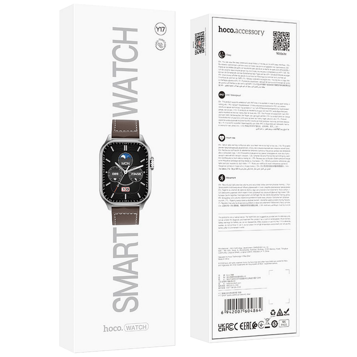 hoco. Pametni sat, 2.03" zaslon, Bluetooth, IP67 - Y17 Silver