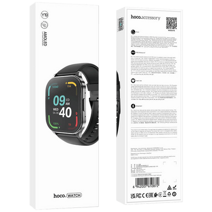 hoco. Pametni sat, 1.96", AMOLED zaslon, Bluetooth, IP68 - Y19 Metal Gray