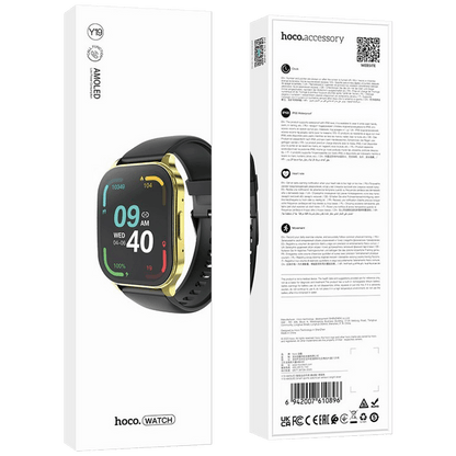 hoco. Pametni sat, 1.96", AMOLED zaslon, Bluetooth, IP68 - Y19 Gold