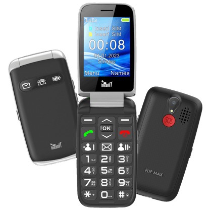 MeanIT Telefon mobilni, 2.8" ekran, Dual SIM, SOS tipka - SENIOR FLIP MAX Black