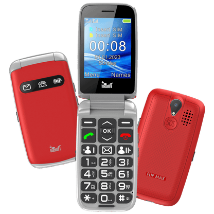 MeanIT Telefon mobilni, 2.8" ekran, Dual SIM, SOS tipka - SENIOR FLIP MAX Red