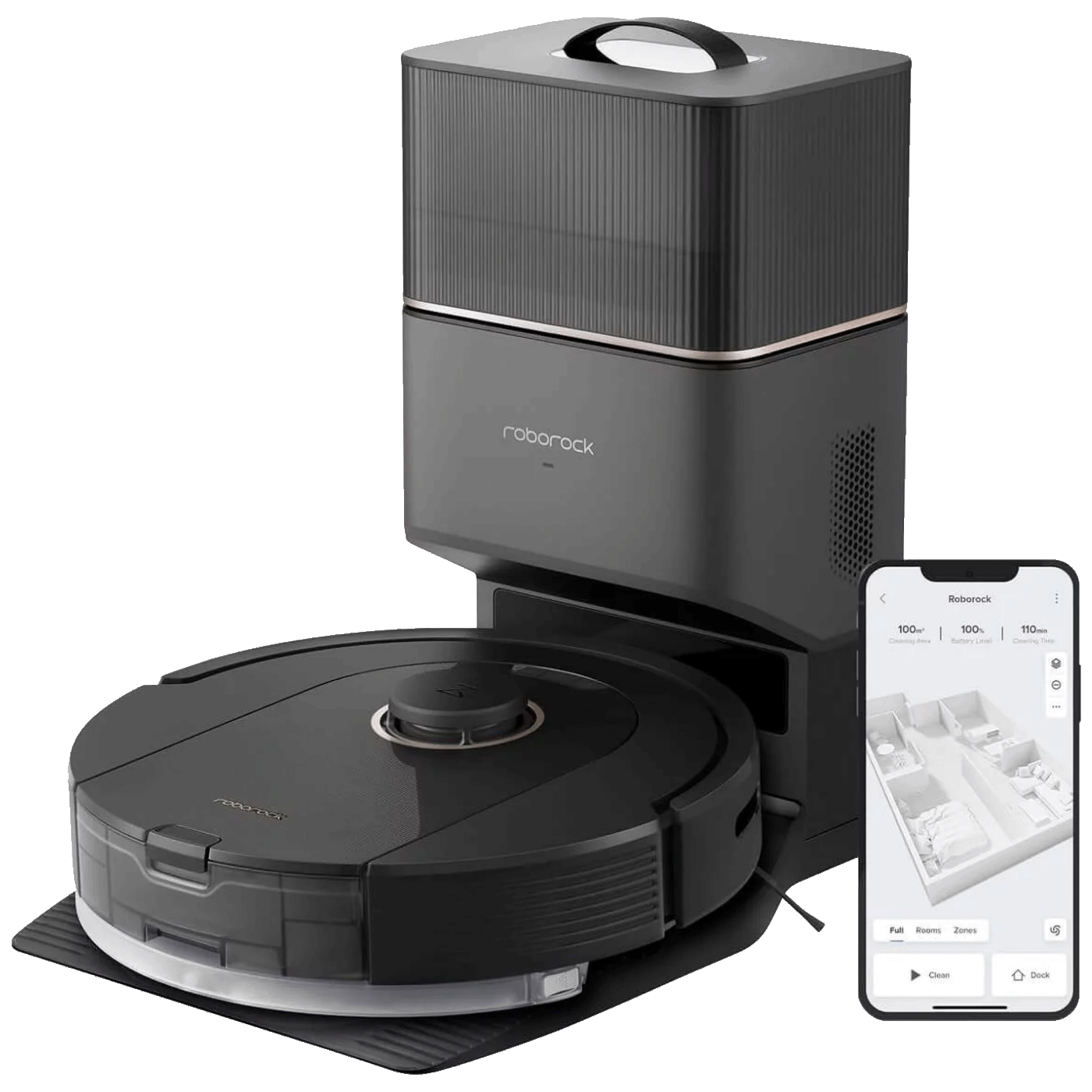 Roborock Robot usisavač sa stanicom za pražnjenje, 5200 mAh, WiFi - Q5 Pro+ Black
