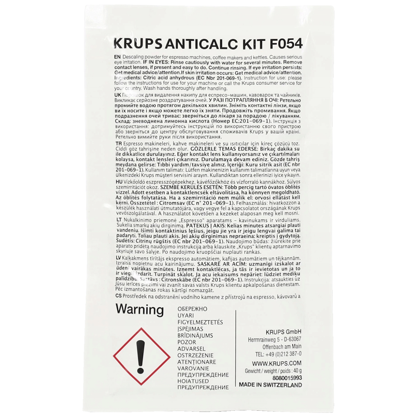 Krups Prah za čišćenje kamenca - F054001A