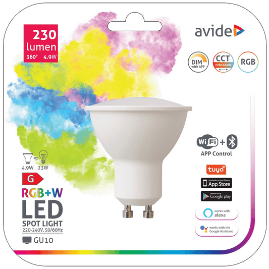 Avide Pametna sijalica, LED 4.9W, GU10, RGB+W, WiFi, Bluetooth - Smart LED GU10 4.9W RGB WiFi