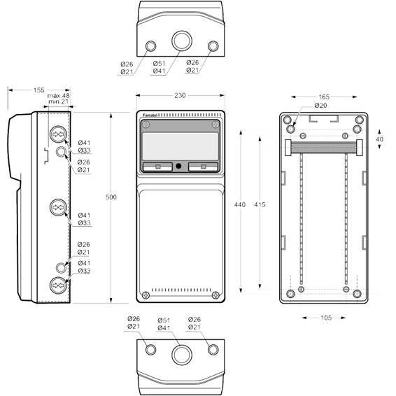 Famatel Kombo kutija za osigurače i ind. utičnice 8/4 - 3961