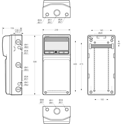 Famatel Kombo kutija za osigurače i ind. utičnice 8/4 - 3961