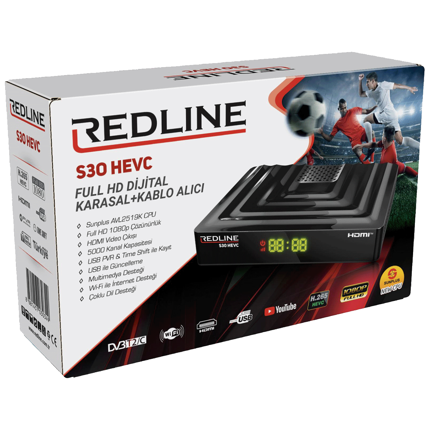REDLINE Prijemnik zemaljski, DVB-T2/C, Full HD, H.265/HEVC, WiFi - S30 HEVC