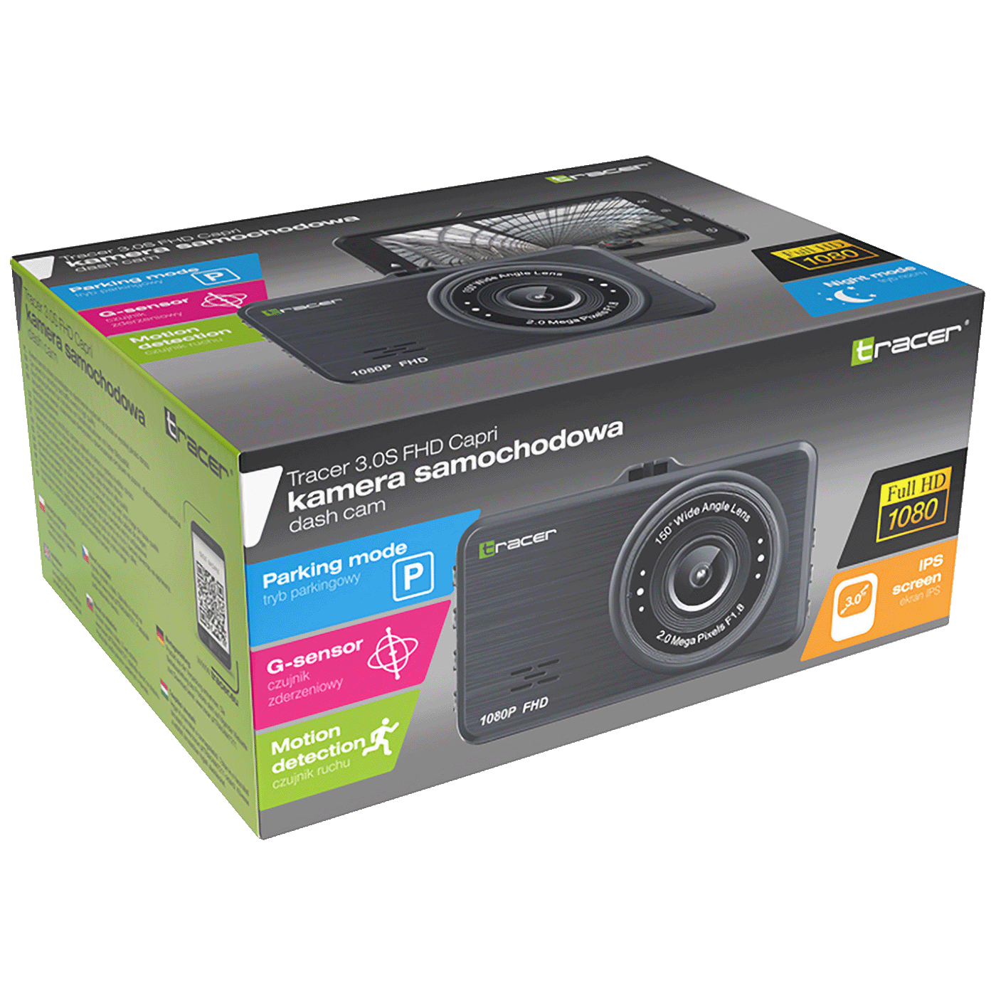 Tracer Auto kamera, 2 Mpixel, FullHD, microSD, G-senzor - 3.0S FHD CAPRI DASH CAM