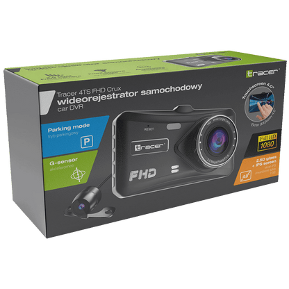 Tracer Auto kamera, 2x 2 Mpx, 4" LCD, FullHD, microSD, G-senzor - 4TS FHD CRUX DASH CAM