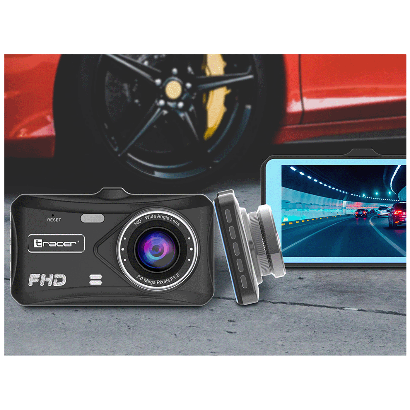 Tracer Auto kamera, 2x 2 Mpx, 4" LCD, FullHD, microSD, G-senzor - 4TS FHD CRUX DASH CAM