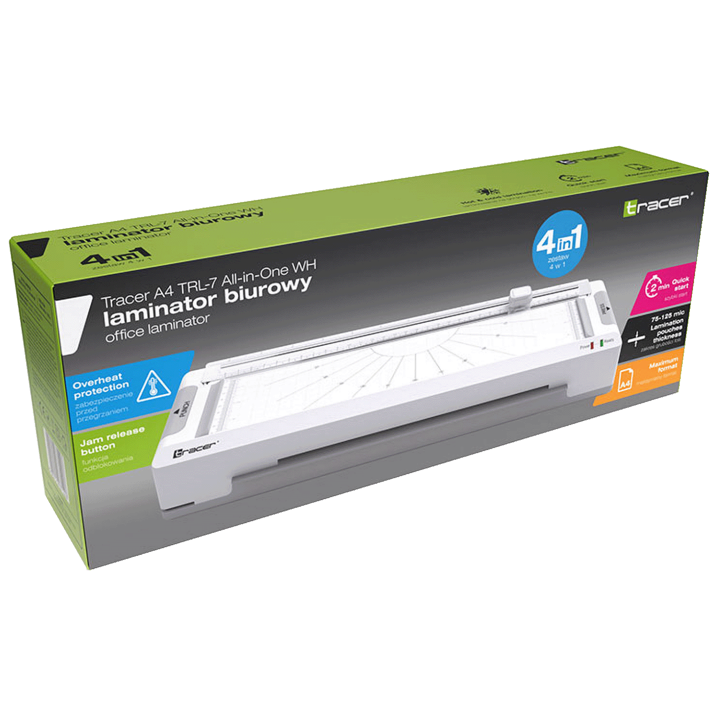 Tracer 4u1 Laminator / Plastifikator / Rezac A4 - TRACER A4 TRL-7 ALL-IN-ONE WH