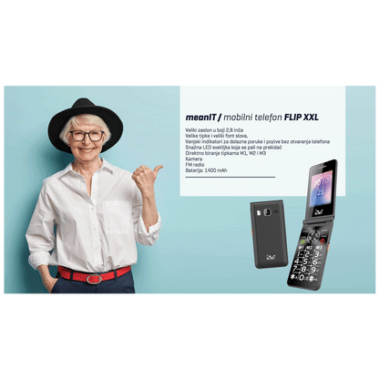 MeanIT Telefon mobilni , 2.8" zaslon, velike "M" tipke - FLIP XXL
