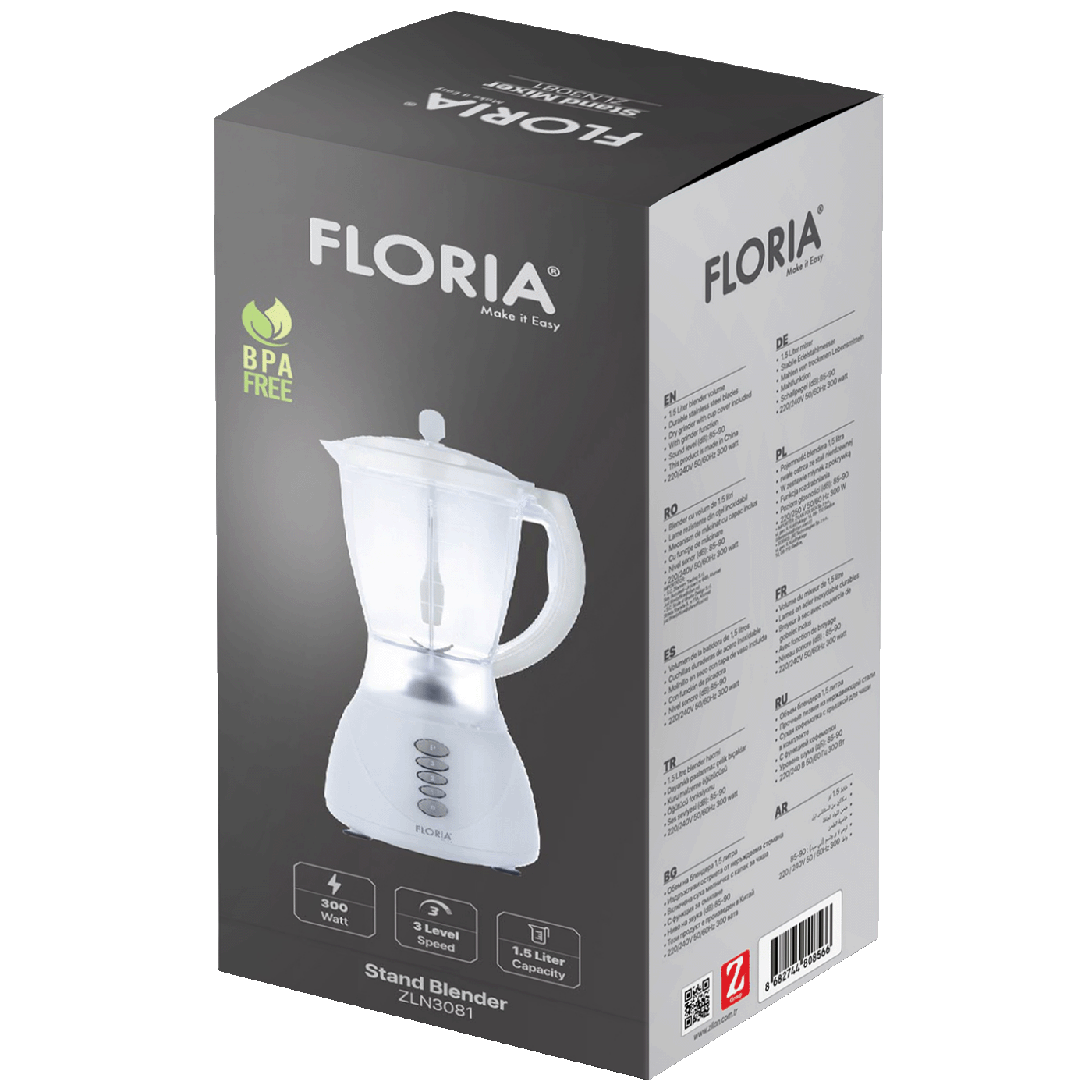 Floria Blender,  zapremina 1.5 lit, 300 W, bijela - ZLN3081