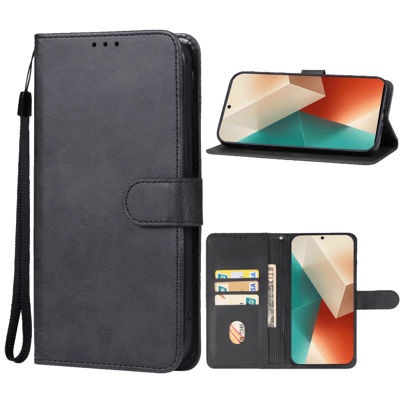 NN-Su Futrola preklopna za Redmi Note 13, koža, crna  - Redmi Note 13 5G Phone Case(Black)