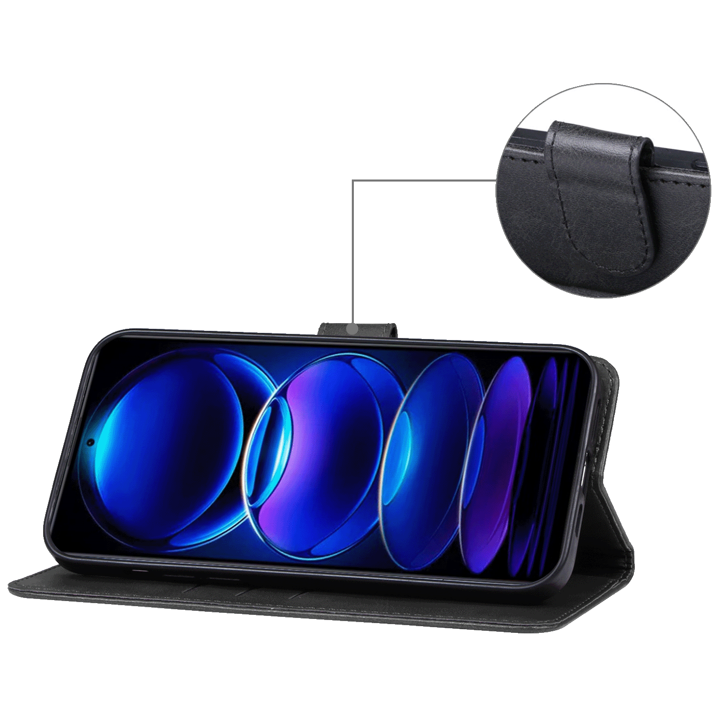 NN-Su Futrola preklopna za Redmi Note 13 Pro, koža, crna - Redmi Note 13 Pro 5G Phone Case(Bl)