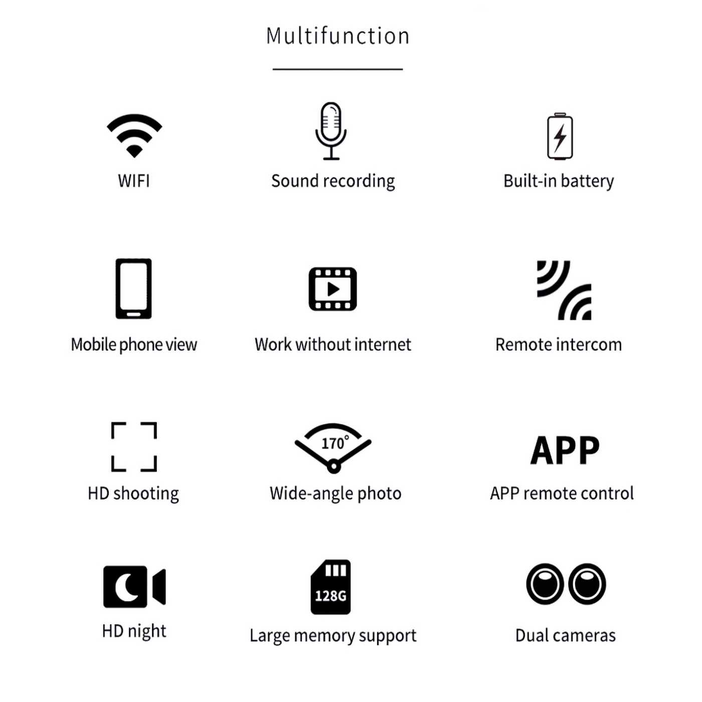 NN-Su Kamera IP, 4K, 4K, 32Mpixel, WiFi, microSD - D3 HD 4K Dual Lens Wifi Camera