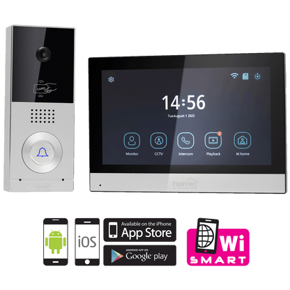 home Žični video interfon, 7" zaslon, AHD kamera, RFID, IP65 - DPV SMART