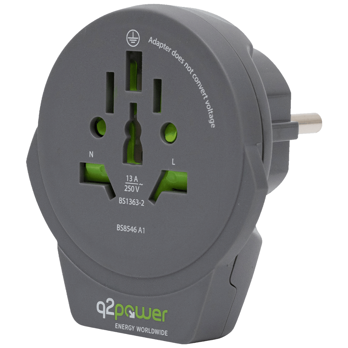 q2power Adapter, putni, univerzalni sa USB-om - World to Europe USB